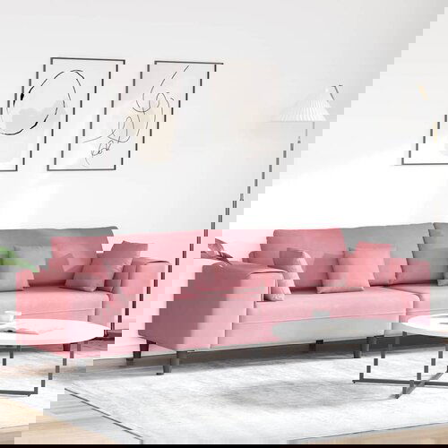 vidaXL Žametni kavč z blazino Roza 209 cm Žamet Cene