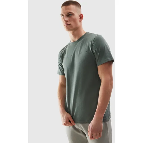 4f Men's T-shirt in a regular fit made of organic cotton with a print - khaki