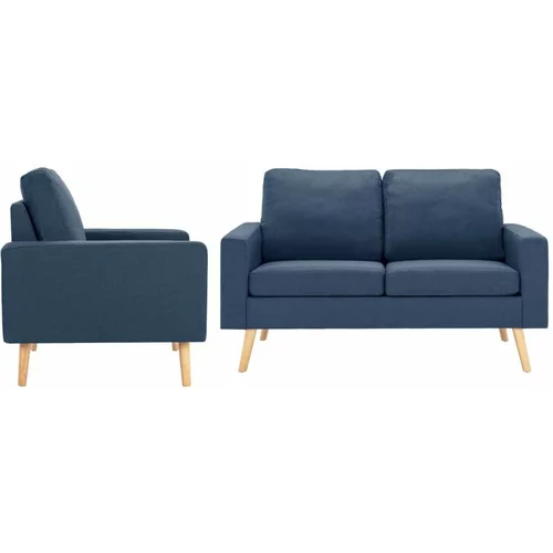  2-dijelni set sofa od tkanine plavi