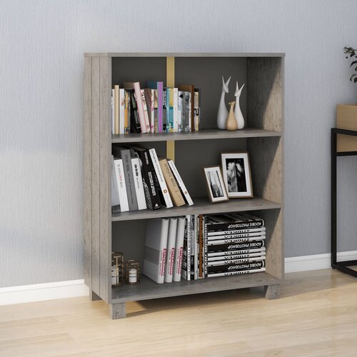 Furnova Knjižna omara HAMAR svetlo siva 85x35x112 cm trdna borovina, (21932759) Slike
