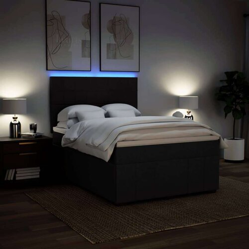 vidaXL Box spring postelja z vzmetnico črna 140x200 cm blago Cene