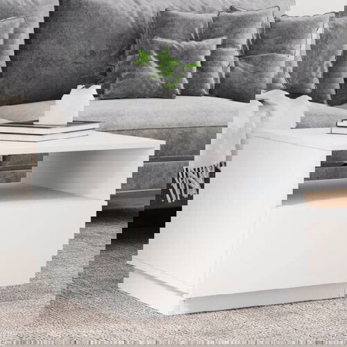  The Living Store Klubska mizica z LED lučkami bela 50x49x40 cm - Klubska Mizica, (21441994) Slike