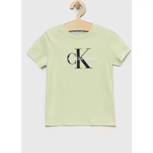 Calvin Klein Jeans Dječja pamučna majica kratkih rukava boja: zelena, s tiskom