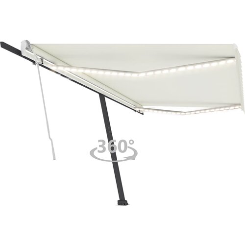 vidaXL Ročno zložljiva tenda z LED lučkami 500x300 cm krem Cene