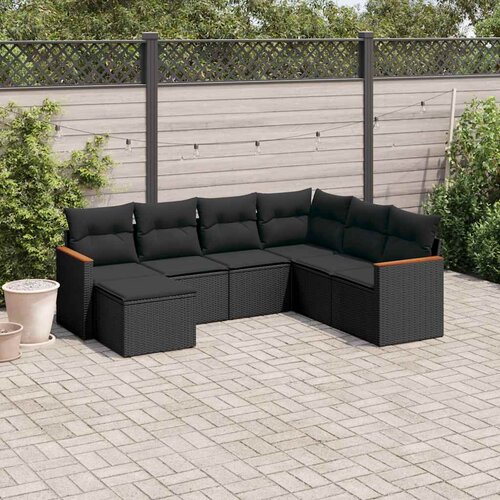  7-dijelni set vrtnih sofa od poliratana s jastucima crni Cijene