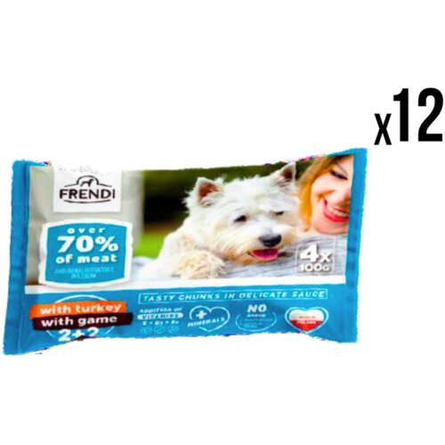 FRENDI Vlažna hrana za pse, Ćuretina, 4x100g, 12 komada Slike