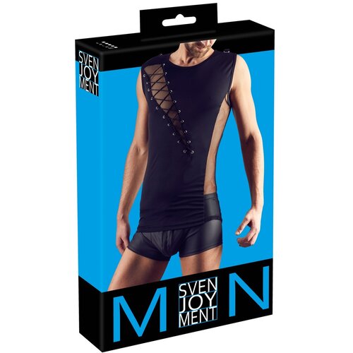 Svenjoyment - moška majica s čipkastimi vstavki (črna) - M Cene