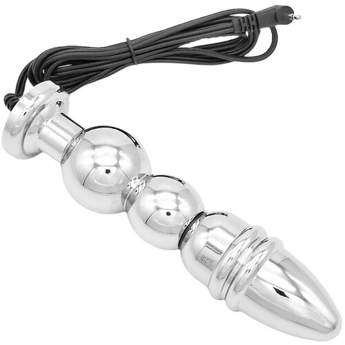 SuperLove E-Stim Beaded Anal Plug Bipolar Silver Slike