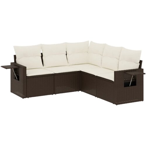 vidaXL 5-dijelni set vrtnih sofa s jastucima poliratan smeđi Cene
