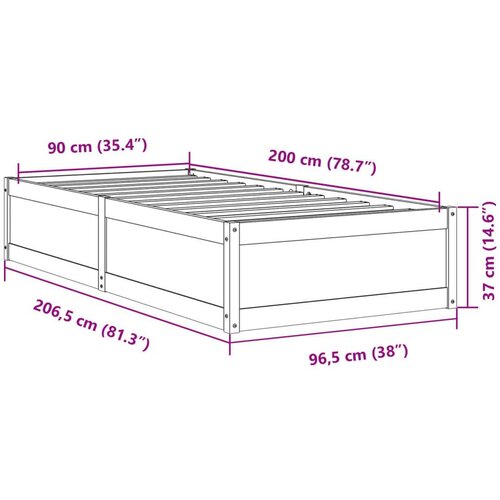 VidaXL Posteljni okvir 90x200 cm trdna borovina Slike