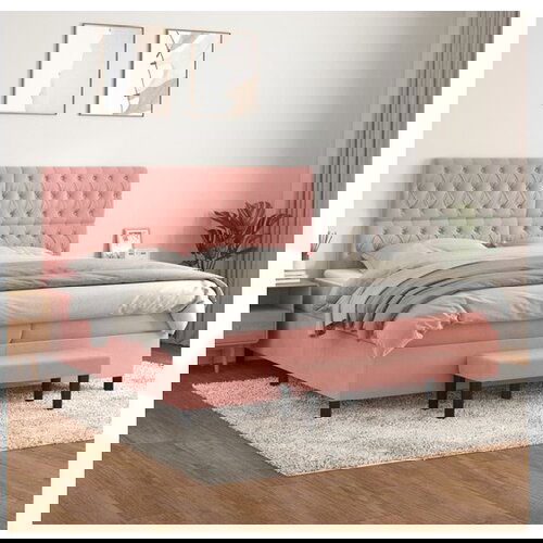 VidaXL Box spring postelja z vzmetnico roza 200x200 cm žamet Slike