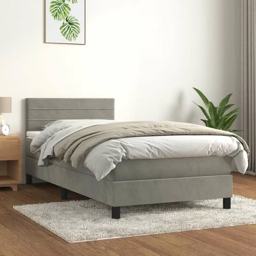 Box spring postelja z vzmetnico svetlo siv 90x190 cm žamet, (20724467)