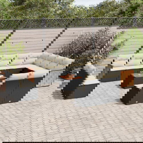 vidaXL 13-dijelni set vrtnih sofa s jastucima poliratan crni Cijene