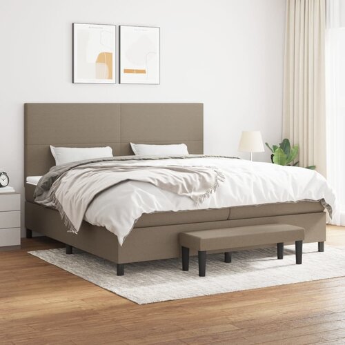 The Living Store Box spring postelja z vzmetnico taupe 200x200 cm blago - Box Spring Postelja, (21438814) Slike