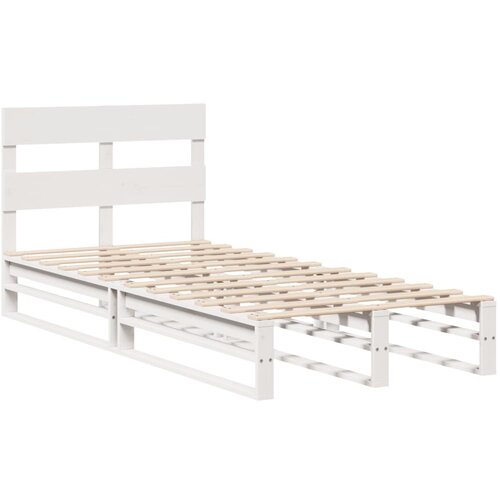 VidaXL Posteljni okvir z vzglavjem bel 100x200 cm trdna borovina, (21273451) Slike