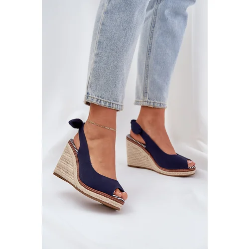 PS1 Wedge Sandals With Braiding Navy Nanalis