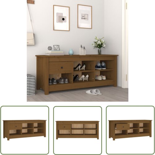 The Living Store Omarica za čevlje medeno rjava 110x38x45,5 cm trdna borovina - Omarica Za Čevlje, (21744543) Cene