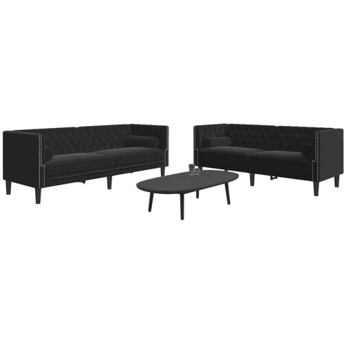 vidaXL 2-dijelni set sofa Chesterfield crni baršunasti Cijene