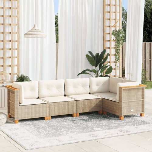 vidaXL 5-dijelni vrtni set sofa s jastucima bež od poliratana Cijene