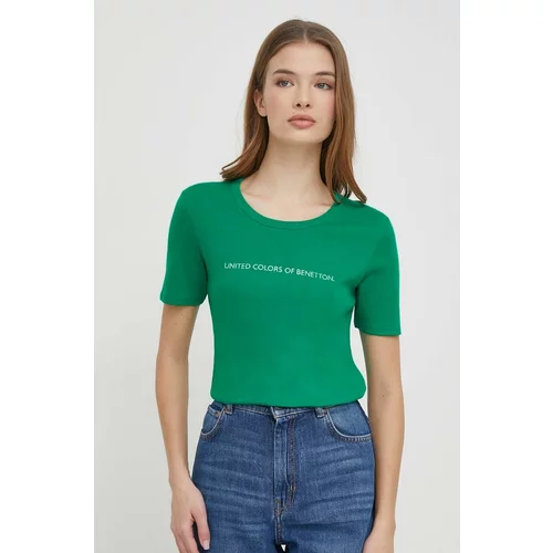 United Colors Of Benetton Bombažna kratka majica ženski, zelena barva