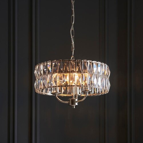  Endon 104466 - Luster na lancu CLIFTON 3xE14/6W/230V sjajni hrom/prozirno staklo Slike