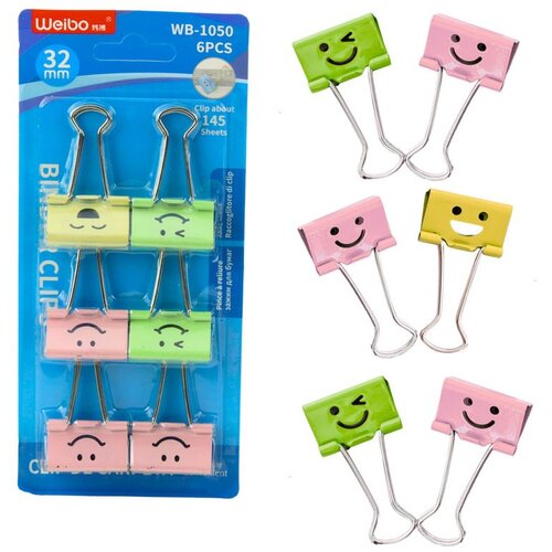  Set &scaron;arenih spajalica s nasmijanim licima, 6 komada, 32 mm Cijene