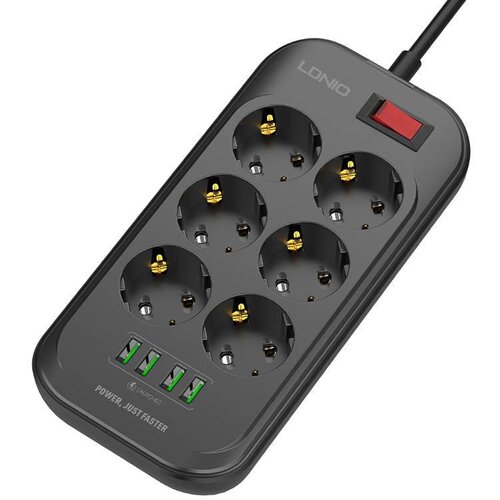 Razvodnik 6 utičnica 230V 4x USB punjač 3.4A crni 2m Cijene