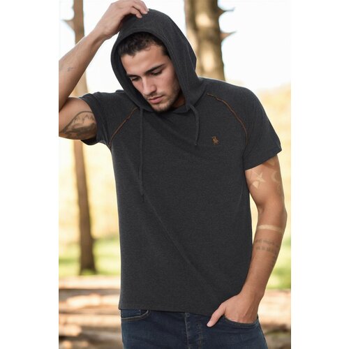 Dewberry T8570 HOODED MEN&amp;#039;S T-SHIRT-DARK ANTHRACITE Slike