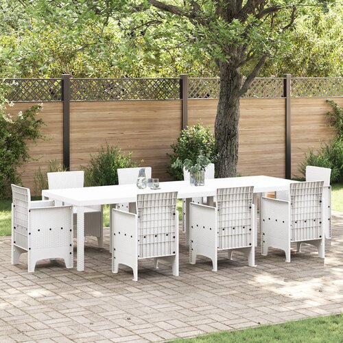 vidaXL Bela zunanja miza 300x100x73 cm Poly Rattan Cene