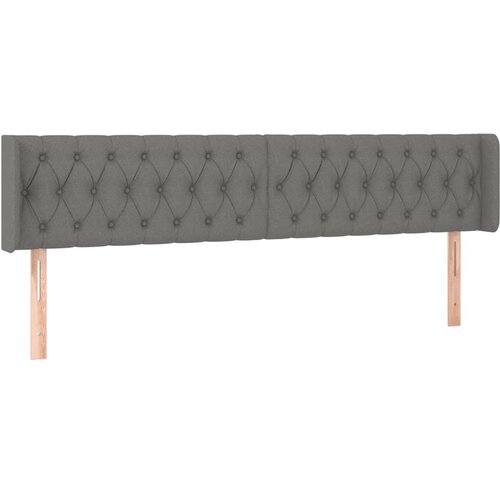VidaXL Vzglavje z u&amp;scaron;esi temno sivo 183x16x78/88 cm blago, (20793414) Slike
