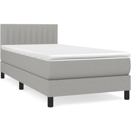 Maison Chic Box spring postelja - Vzmetna postelja z vzmetnico svetlo siva 80x200 cm blago SL12769, (21904607) Slike