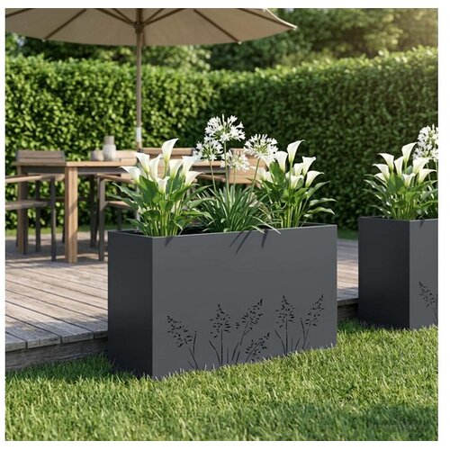 vidaXL Vrtna saksija Antracit 80 x 20 x 49 cm Čelična vrata - Antracit 80 x 20 x 49 cm 1 Cene