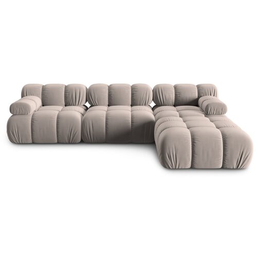 Micadoni Home bež žametna kotna sedežna garnitura (desni kot) bellis &amp;ndash; Slike