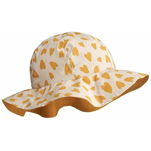 Liewood Dvostranski otroški klobuk Amelia Reversible Sun Hat rumena barva