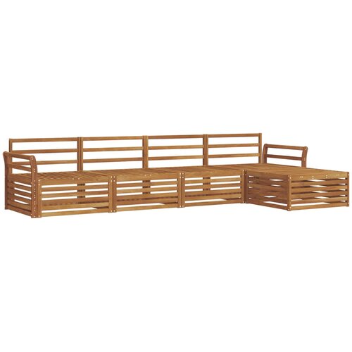  Set vanjskih sofa 5 kom. Prirodna Čvrsto drvo akacije Smeđa 333 x 162,5 x 73 cm Slike