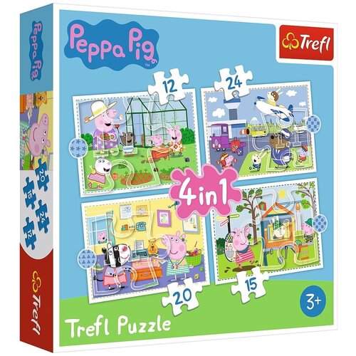 Trefl 4v1-12, 15, 20, 24 delna sestavljanka Pujsa Pepa Cene