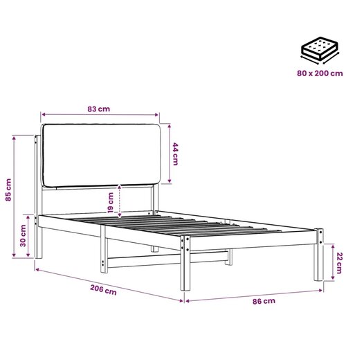  Krevetni okvir s tapiciranim uzglavljem - Bijelo prana i svijetlosiva 80 x 200 cm Slike