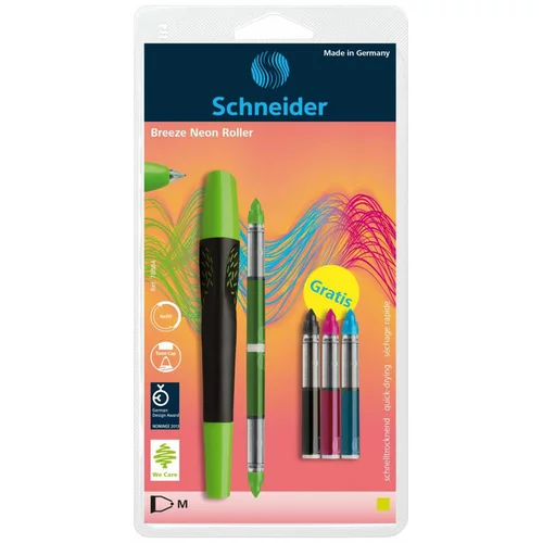 Schneider Roler Breeze Fluo + 5 črnilnih vložkov, zelen