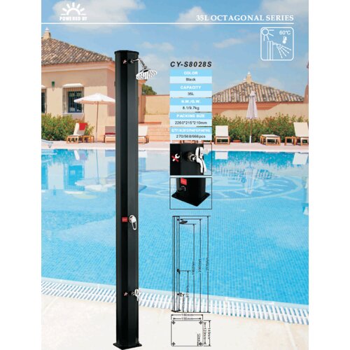 Nero Solarni tuš 35L crni ravni sa nožnom slavinom H=217cm Cene