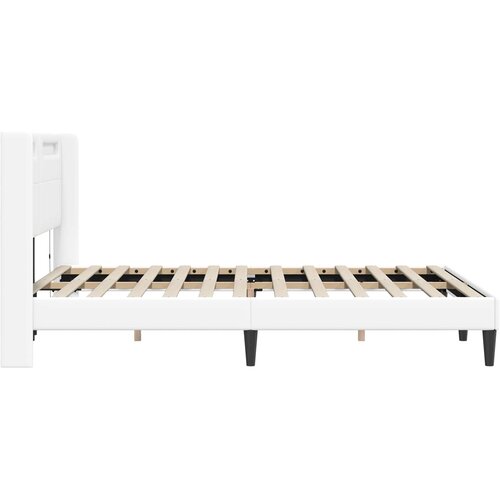  Krevetna konstrukcija Bijela 120 x 200 cm Umjetna koža Slike