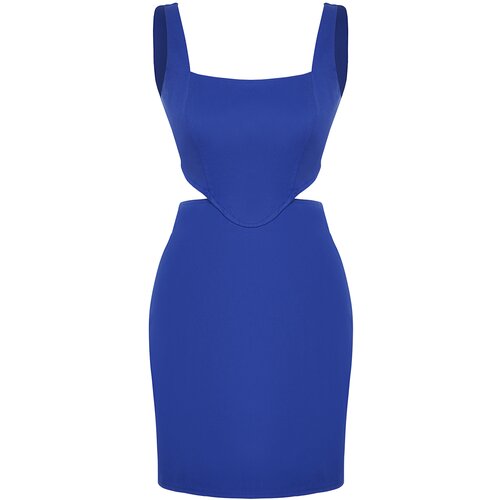 Trendyol Blue A-Cut Mini Cotton Woven Window/Cut Out Detail Woven Mini Dress Cene