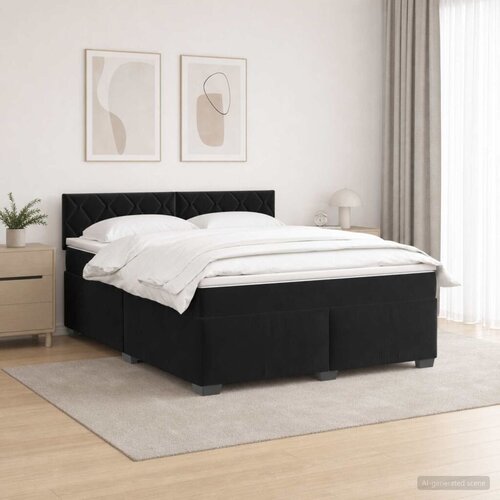  Krevet s box springom madracem i LED-om Crna 140 x 190 cm - Crna 140 x 190 cm Dizajn s rombovima Slike