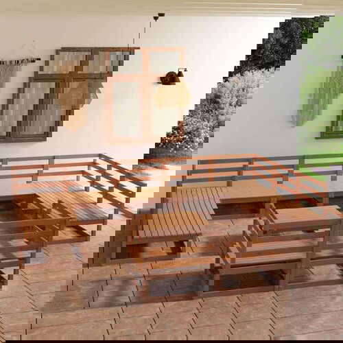 Vrtna sedežna garnitura 12-delna trdna borovina, (20969111) Slike