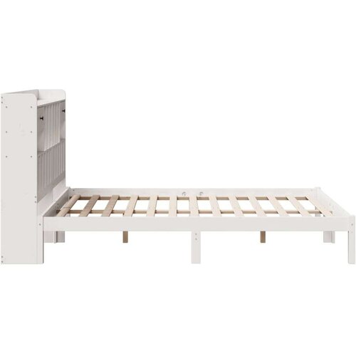 VidaXL Krevet s regalom z knjige bez madraca bijeli 140x190cm borovina Slike