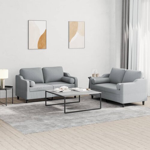 VidaXL 2-dijelni set sofa s jastucima svjetlosivi od tkanine Slike