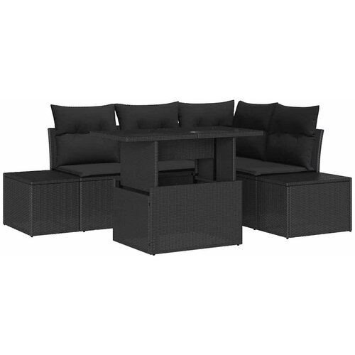  Sjedeća garnitura za vrt 5 kom. Bež poliratan 209 x 154 x 85 cm Slike