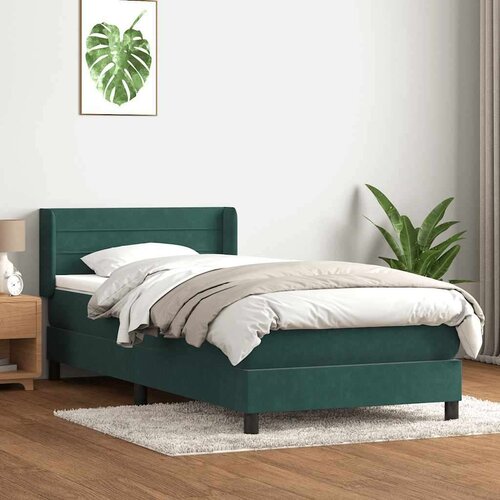 Box spring postelja z vzmetnico temno zelena 80x220 cm žamet, (21791338) Cene