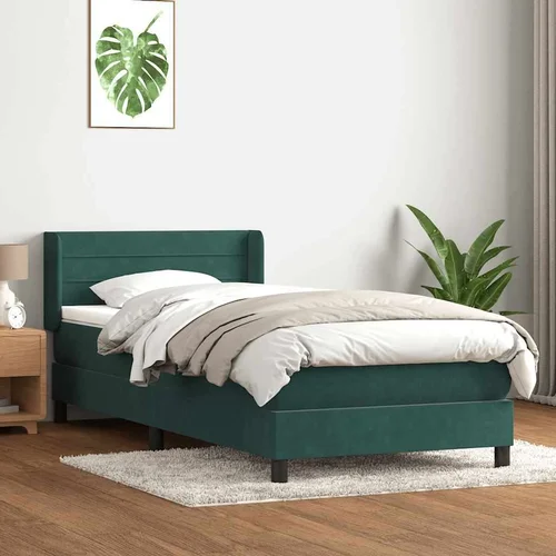 Box Spring krevet s madracem tamnozeleni 80x220 cm baršun