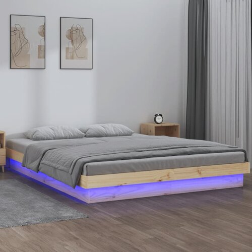 Furnova LED posteljni okvir 140x190 cm trden les, (21942058) Slike