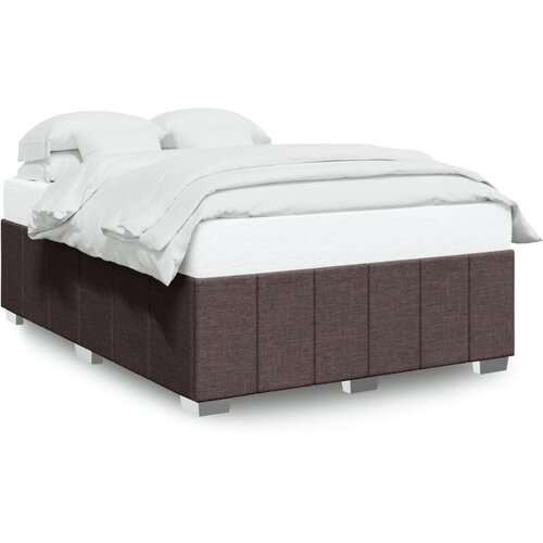 Maison Chic Posteljni okvir - Dvoposteljna postelja - Zakonska postelja brez vzmetnice temno rjav 140x190 cm blago-J12803, (21759361) Slike